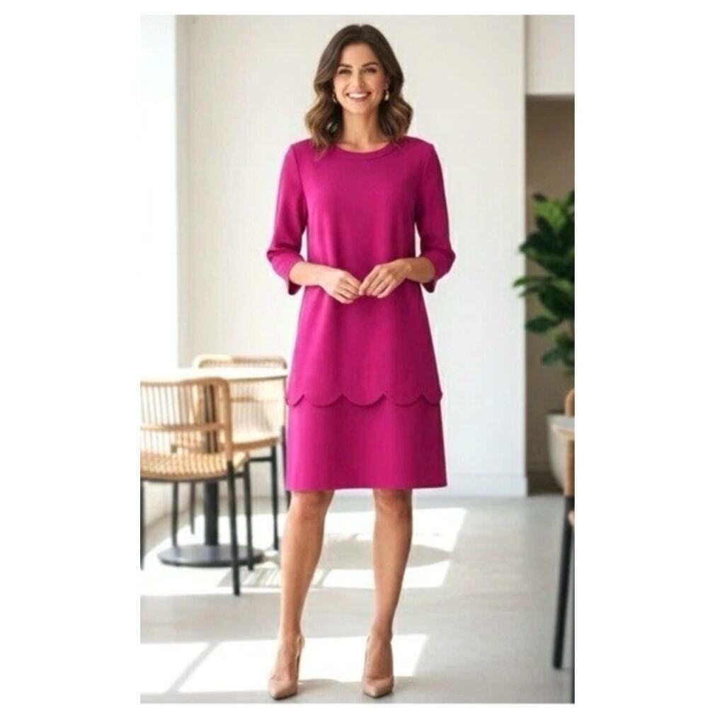 Kate Spade Scalloped Shift Dress Hot Pink Magenta Size 4